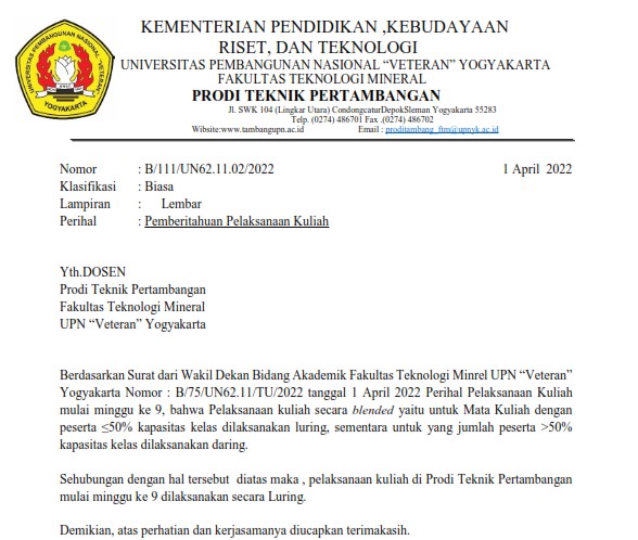 Mining Engineering Study Program